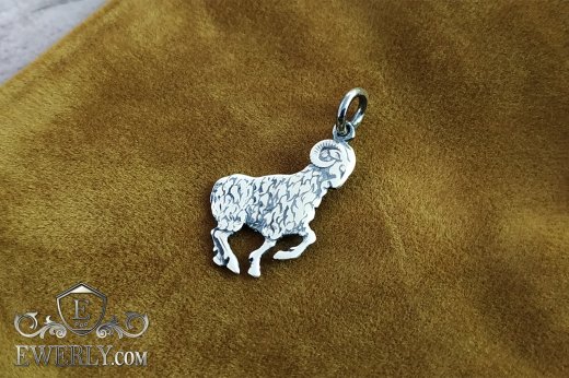 Pendant of silver "Aries" with blackening, фото