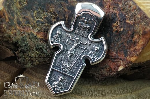 Men's cross of silver with blackening, фото