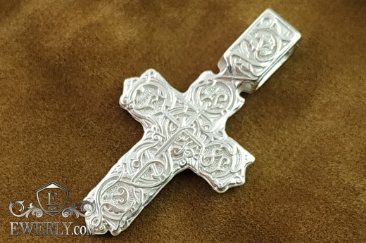 Купить нательный крестик из серебра без распятия 08690SQ